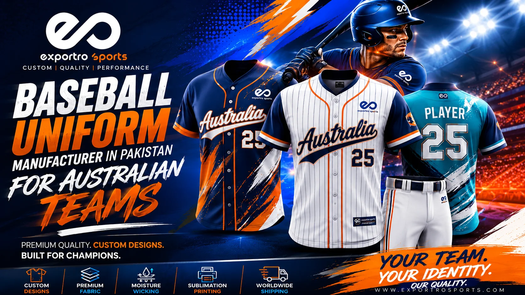 Baseball Uniform Manufacturer in Pakistan for Australian Teams